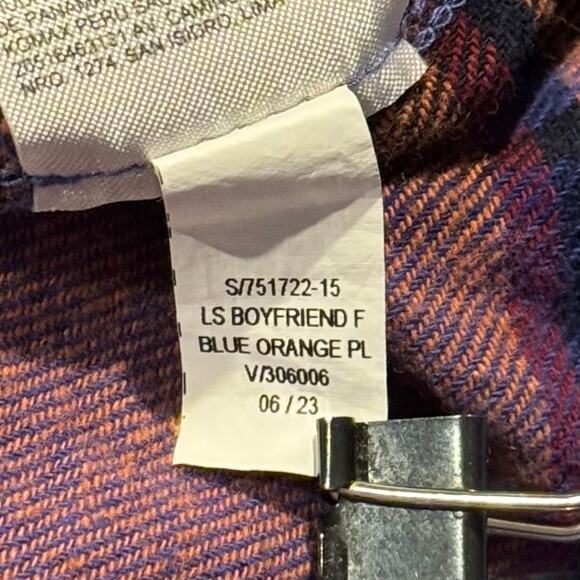 Old Navy Top The Boyfriend Shirt 90s Grunge Casual Preppy Button Up Plaid 4X - Picture 5 of 7